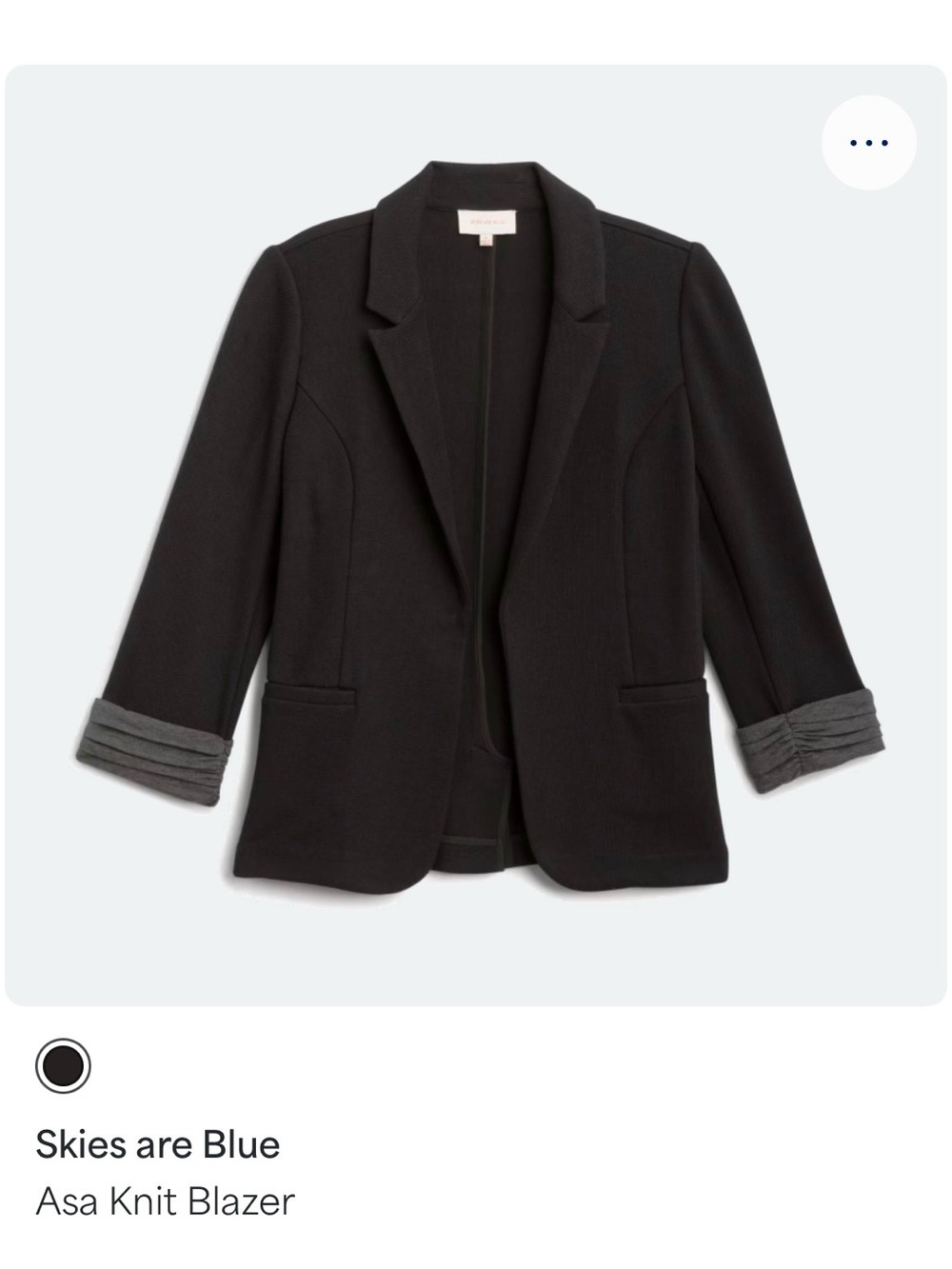 Skies Are Blue Black Knit Blazer with Rolled Cuffs